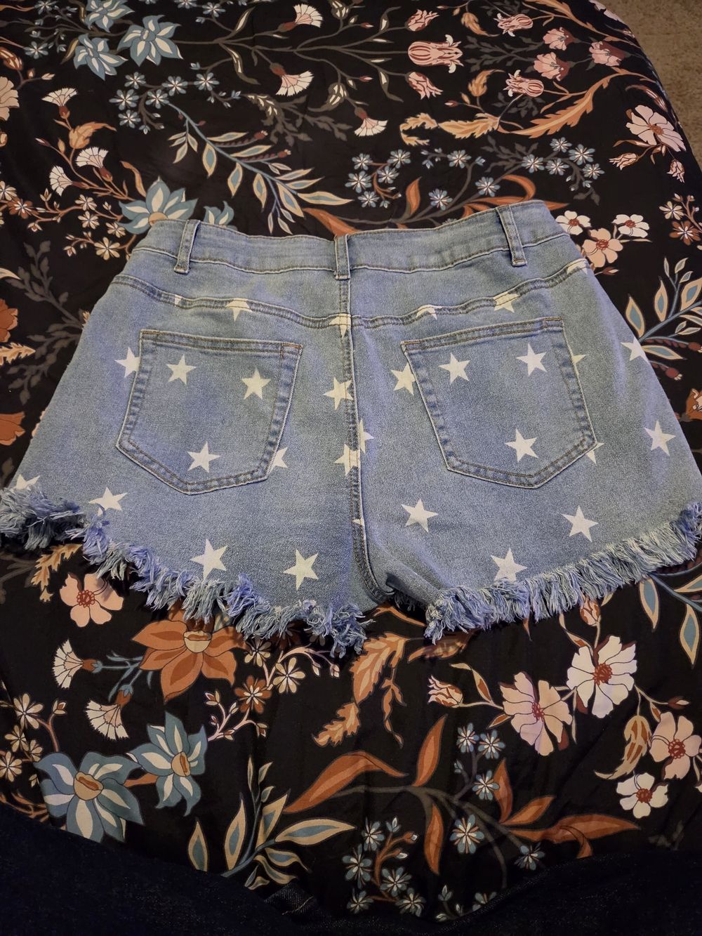 Women's Light Blue Star Print Denim Shorts